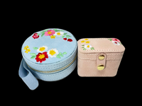 Embroidered Flowers Petite Velvet Travel Ring Box