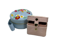 Embroidered Flowers Petite Velvet Travel Ring Box