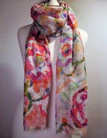 Watercolour Spring Flower Print Frayed Scarf