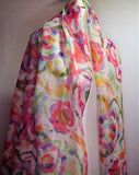 Watercolour Spring Flower Print Frayed Scarf