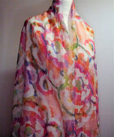 Watercolour Spring Flower Print Frayed Scarf