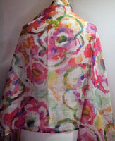 Watercolour Spring Flower Print Frayed Scarf