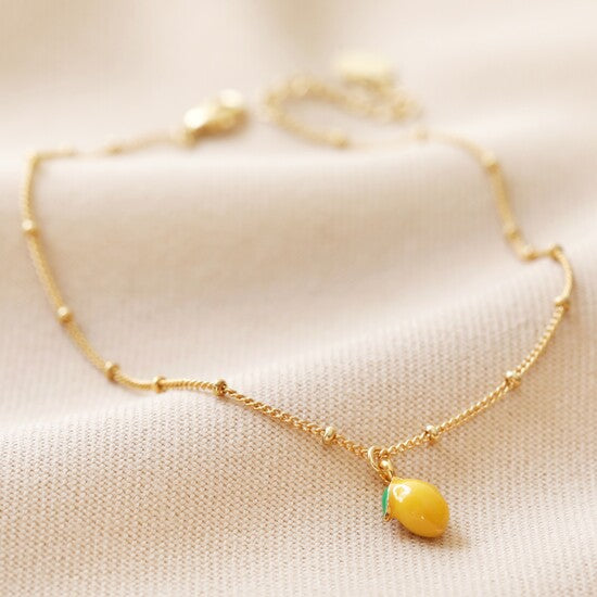 Enamel Lemon Charm Anklet