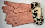Leopard Print Faux Fur Trim Gloves