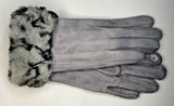 Leopard Print Faux Fur Trim Gloves