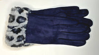 Leopard Print Faux Fur Trim Gloves