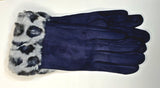 Leopard Print Faux Fur Trim Gloves