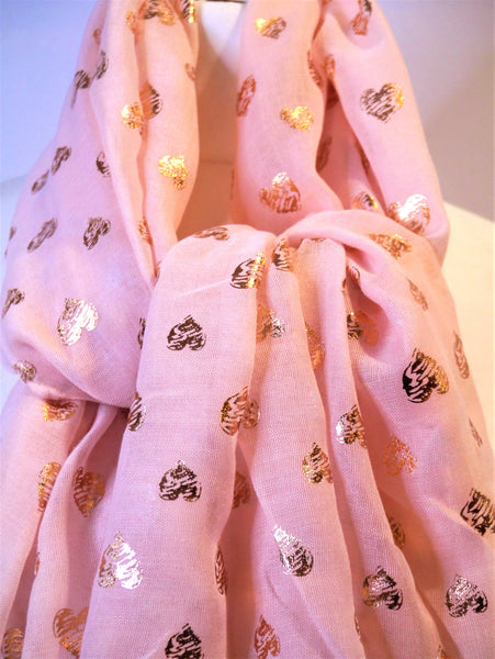 Rose Gold Sketched Heart Foiled Scarf