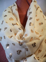 Rose Gold Sketched Heart Foiled Scarf