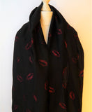Red Glitter Kisses Frayed Edge Scarf