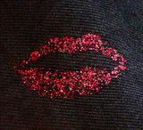 Red Glitter Kisses Frayed Edge Scarf