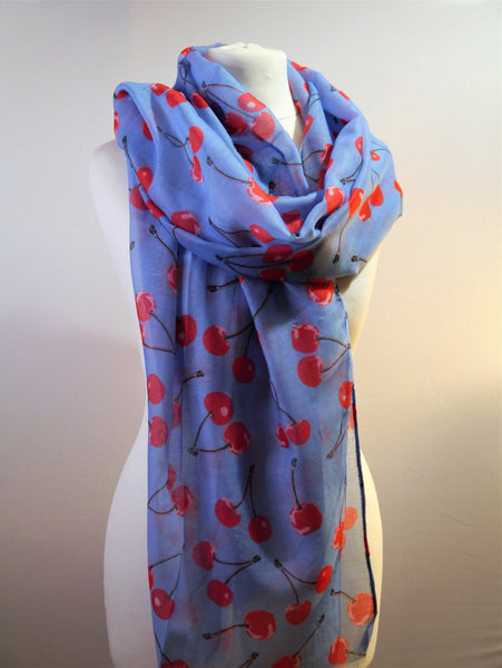 Sweet Cherry Scarf with Frayed Edge