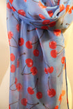 Sweet Cherry Scarf with Frayed Edge