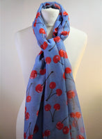 Sweet Cherry Scarf with Frayed Edge