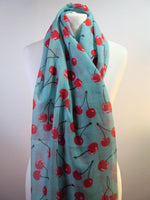 Sweet Cherry Scarf with Frayed Edge