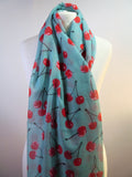 Sweet Cherry Scarf with Frayed Edge