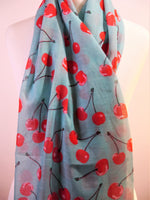 Sweet Cherry Scarf with Frayed Edge