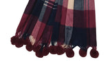 Tartan Wool Blanket Tassel & Pom Pom Scarf