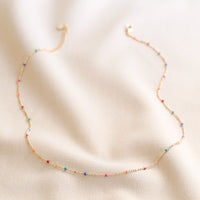 Rainbow Dot Enamel Bead Chain Necklace