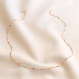 Rainbow Dot Enamel Bead Chain Necklace