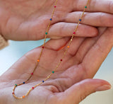 Rainbow Dot Enamel Bead Chain Necklace