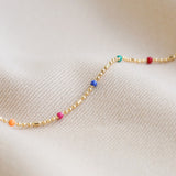 Rainbow Dot Enamel Bead Chain Necklace