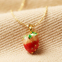 Tiny Strawberry Pendant Necklace